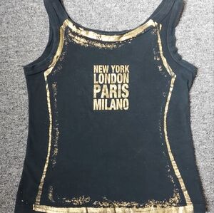 Black and Gold Graphic Tank Top